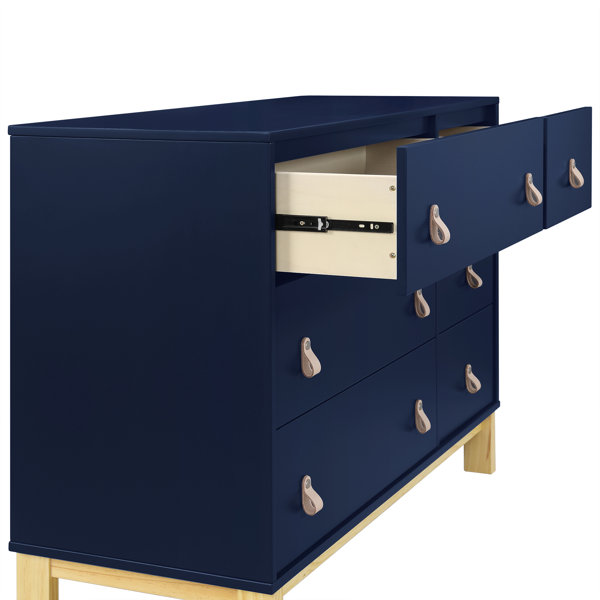 Babygap Legacy 6 Drawer Dresser With Leather Pulls Navy/Natural Wayfair